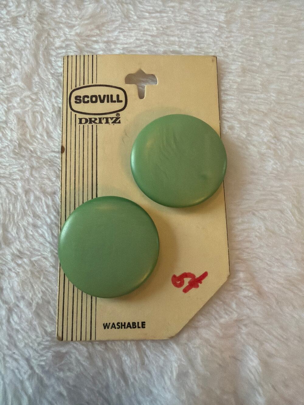 Vintage Scovill Dritz Mint Green 1 1/8" Buttons 44 Made Holland NOS 2 Pc